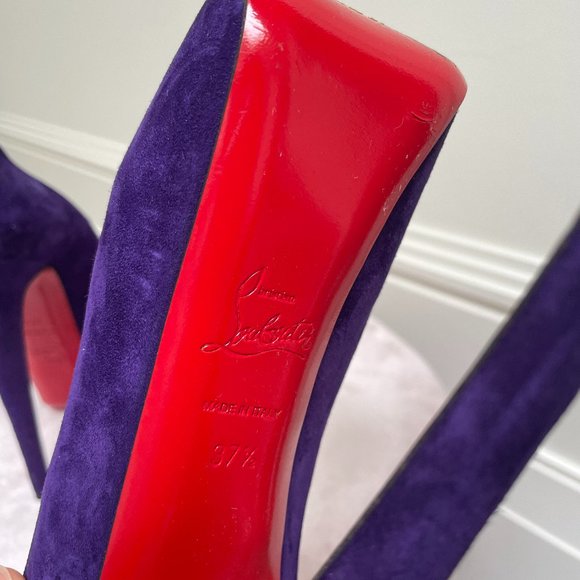 CHRISTIAN LOUBOUTIN PURPLE SUEDE DAFFODILE PLATFORM PUMPS - Picture 6 of 6